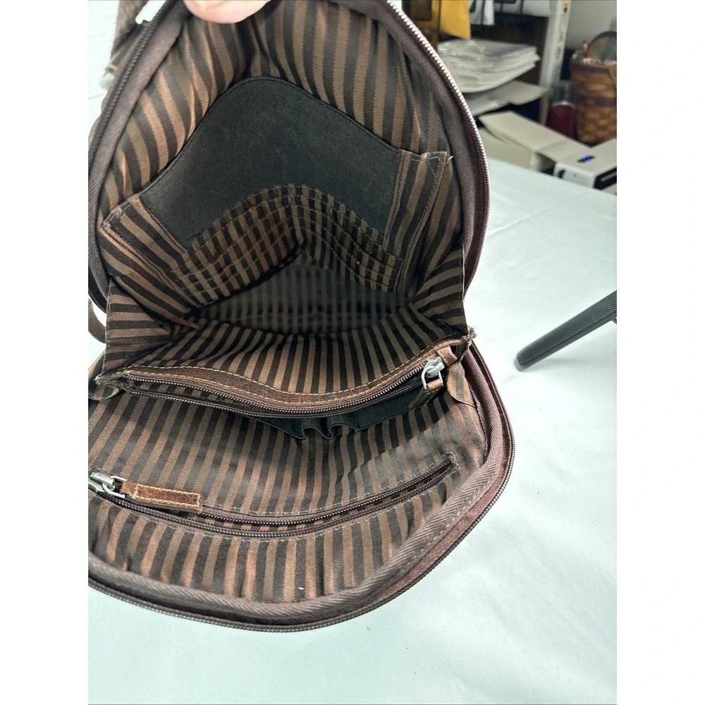 Jack Georges Voyager Small Brown Leather Crossbody Backpack Unisex.